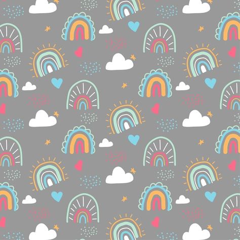 Cute rainbow seamless pattern on grey ba... | Free Vector #Freepik #freevector #background Pastel Rainbow Background, Hearts Butterflies, Happy New Year Gift, Cute Rainbow, Kids Room Wallpaper, Rainbow Background, Banner Template Design, Pattern Images, Sale Banner