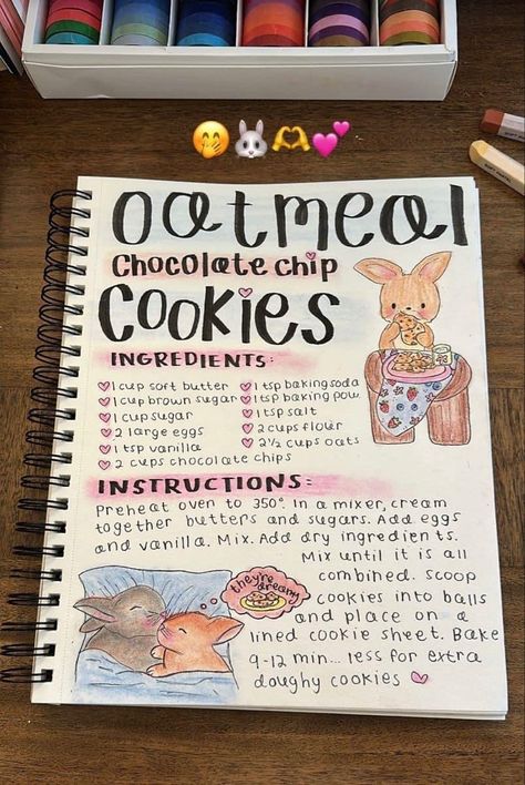 Homemade Recipe Books, Recipe Book Design, Recipe Book Diy, Homemade Cookbook, Baking Book, Oatmeal Chocolate Chip, Book Diy, Oatmeal Chocolate, Easy Baking Recipes Desserts