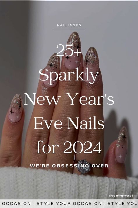 25+ Classy New Year’s Eve Nails for 2025. Searching for classy New Year’s Eve nail ideas for 2025? I’ve got 25 stunning NYE nail designs to help you shine as you ring in the new year. From sparkle, glitter, black, gold, or silver designs, to almond, coffin, short, and square shapes, you’ll find the perfect classy and simple nails. Sparkly nails, holiday nails, party nails. Gel Manicure Short Nails Nye, Glitter Tip Gel Nails, Nail Ideas Classy Almond, New Years Eve Nail Designs Sparkle Gold, Nails Acrylic For New Years, Black Gold Sparkle Nails, New Years Eve Nails Ideas 2024, New Years Nails Champagne Glasses, Short Nails Ideas Glitter Sparkle