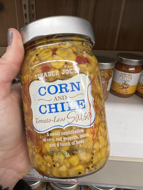 Corn and Chile Tomato-Less Salsa Chile Salsa, Mexican Recipe, Salsa Recipe, Trader Joe’s, Trader Joe, Trader Joe's, Trader Joes, Finger Food, Red Peppers