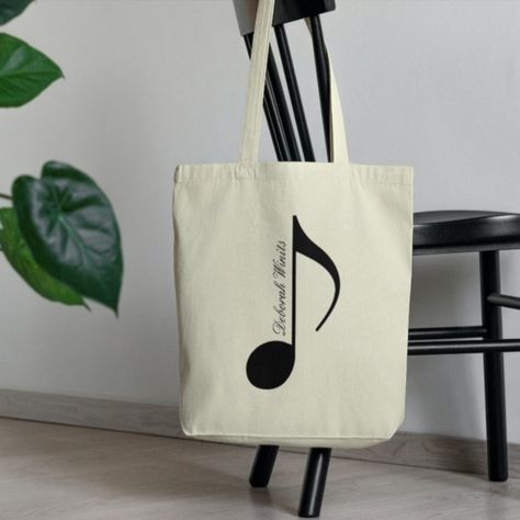 personalized black graphic musical note tote bag - Tote Bags Music Tote Bag, Bags Sewing, Music Symbols, Painted Bags, Musical Note, Music Design, Wine Bag, Eco Bag, Grandparent Gifts