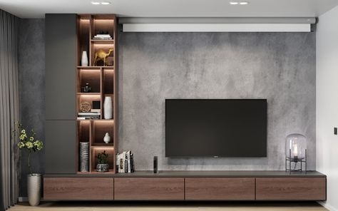 Apartemen Studio, Modern Tv Room, Living Room Wall Units, Tv Unit Interior Design, Tv Cabinet Design, Modern Tv Wall, Modern Tv Units, Wall Tv Unit Design, Living Room Tv Unit Designs