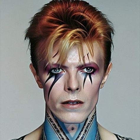 80s Glam Rock Makeup Men, David Bowie Makeup Looks, David Bowie Hair, Ziggy Stardust Makeup, David Bowie Aesthetic, David Bowie Makeup, David Bowie Costume, Glam Rock Makeup, Disco Makeup