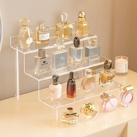 Parfume Display, How To Organize Perfumes On Dresser, Profumo Victoria Secret, Koleksi Parfum, Perfume Stand, Perfume Organizer, Make Up Storage, Perfume Storage, Perfume Display