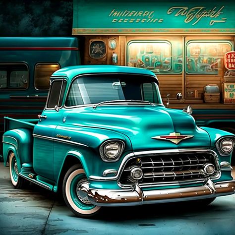 Vintage Road Trip, Cool Car Drawings, Automotive Artwork, Cool Car Pictures, Old Pickup Trucks, Truck Art, Car Cartoon, Fancy Cars, Art Cars