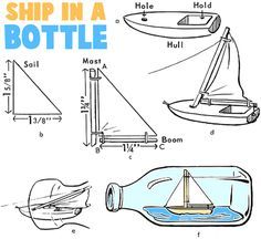 How to Make Ship in a Bottle Instructions for Kids: How to get a ship in a bottle with the following instructions and arts & crafts activities for children and teens Boat In A Bottle, Ship In Bottle, Ship In A Bottle, Make A Boat, Arts And Crafts For Teens, Build Your Own Boat, Ship Model, Kids Wood, Boat Plans