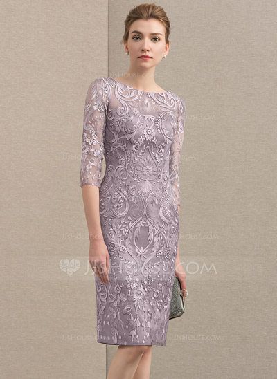 [£124.00] Sheath/Column Scoop Neck Knee-Length Lace Mother of the Bride Dress Knee Lenght Dress, Renda Kebaya, Rehearsal Dinner Outfit, Mother Of Bride Outfits, Women Lace Dress, Mother Of Groom Dresses, Mother Of The Bride Outfit, Bride Groom Dress, Mob Dresses