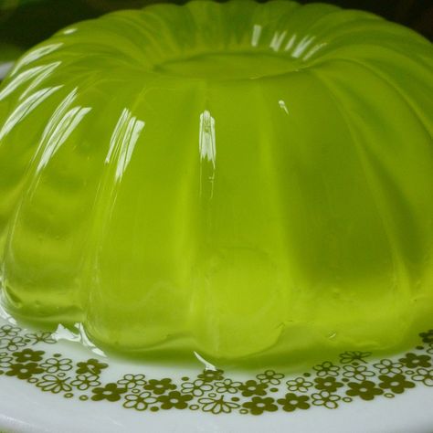 Rattling On | Lime green | dessert + jell-o + pyrex + green white Jelly Snacks, Lime Aesthetic, Sleepover Themes, Green Dessert, Green Jelly, Prime Colors, Electric Green, Jell O, Peridot Green