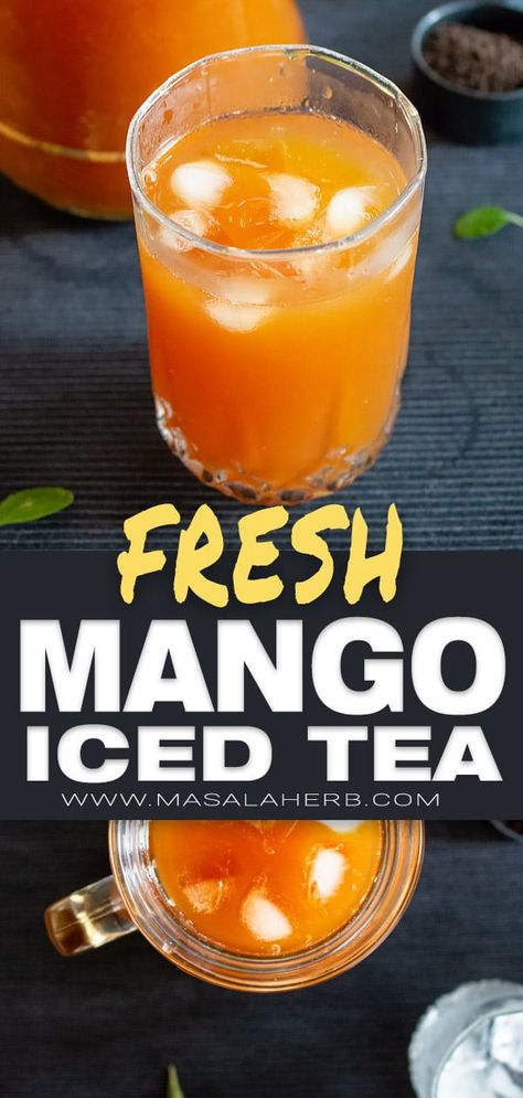 Mango Iced Tea, Iced Tea Recipes Homemade, Homemade Iced Tea, Mango Tea, Mango Pulp, Iced Tea Recipes, Delicious Drink Recipes, Detox Drinks Recipes, Mango Recipes