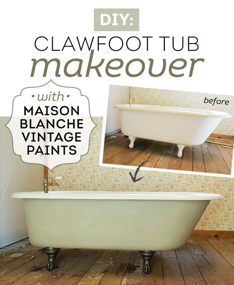 DIY Clawfoot Tub Makeover with Maison Blanche Vintage Paint Diy Clawfoot Tub, Tub Makeover, Bathtub Makeover, Vintage Clawfoot Tub, Jenna Sue Design, Teal Bathroom, Jenna Sue, Bathtub Tray, Upstairs Bathrooms