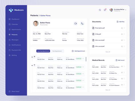 MediCare - Doctor Booking Web App by Shahin🚀 for Respogrid on Dribbble Medical Application Design, Healthcare Dashboard Ui Design, Medical Dashboard, Software Ui Design, Healthcare Website, Web Application Design, Profile Website, Web Dashboard, Medical App