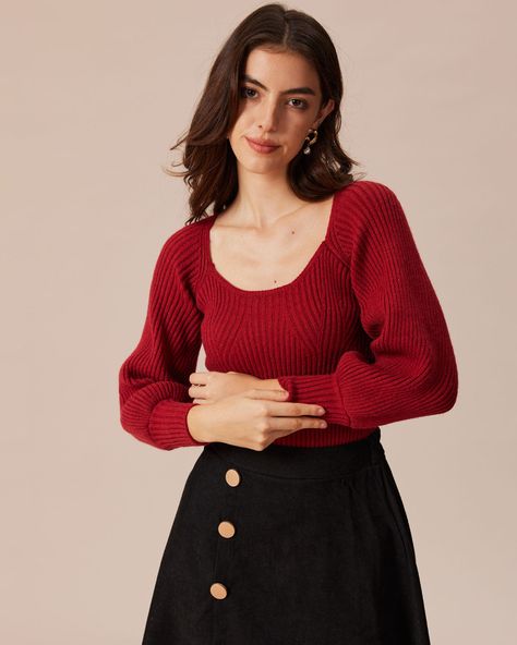 Red sweater outfit