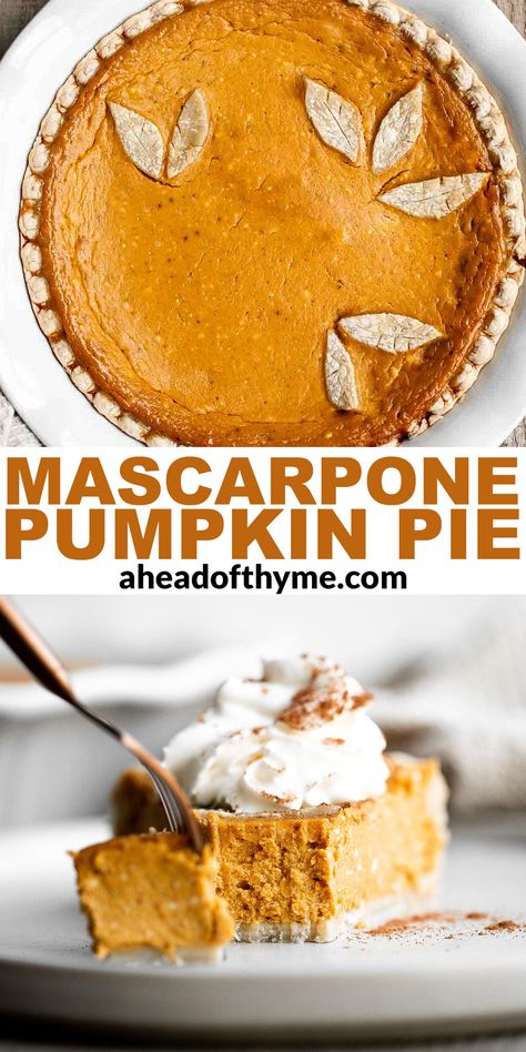 Pumpkin Mascarpone Pie, Pumpkin Cheese Pie Recipe, Creative Pumpkin Pie Recipes, Pumpkin Marscapone Pie, Mascarpone Pie, Punkin Pie, Autumn Pie Recipes, Pumpkin Mascarpone, Pumpkin Silk Pie Recipe