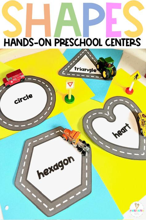 Are you looking for fun back to school, shape themed math and literacy centers or morning bin activities that you can prep quickly for your preschool classroom? Then you will love Shape Centers for Preschool and this activity Shape Roads. Preschool Shape Activities, Preschool Apple Unit, Shape Centers, Shapes Math, Centers For Preschool, Pumpkins Kindergarten, Preschool Math Centers, Toddler Math, Shape Activities