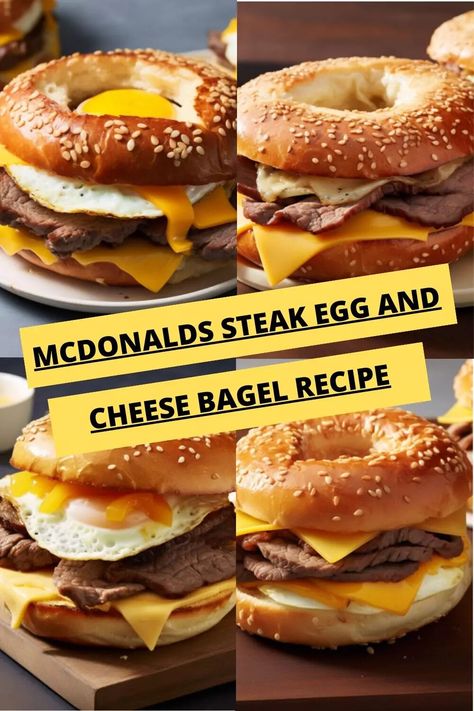 Mcdonald's Steak Bagel Sauce, Steak Bagel, Mcdonald's Steak Egg And Cheese Bagel, Steak Egg And Cheese Bagel, Cheese Bagel Recipe, Breakfast Burger Recipe, Egg And Cheese Bagel, Egg Bagel, Cheese Bagels