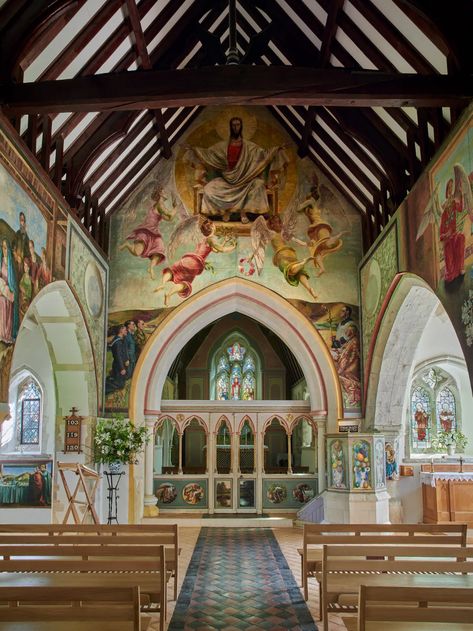 Berwick Church is an angelic vision | THE WORLD OF INTERIORS European Decor Style, Hollyhocks Flowers, Church Interior Design, Anglican Church, Italian Paintings, Images Of Mary, Sacred Architecture, Church Interior, Country Church