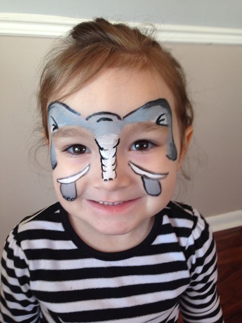 Elephant kids face paint Jungle Theme Face Painting, Zoo Face Paint, Zoo Animal Face Paint, Safari Face Paint, Elephant Facepainting, Elephant Face Painting, Elephant Face Paint, Monkey Face Paint, Face Painting For Kids