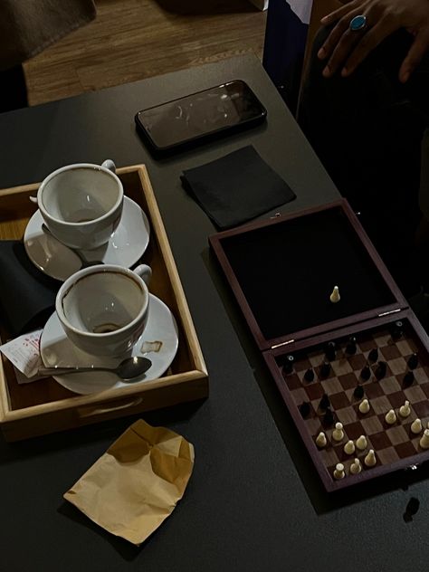 Chess And Coffee, Chess Table Aesthetic, Chess Art, Smell Of Rain, Cups Of Coffee, Visual Board, Dark Coffee, Blog Inspiration, Go For It