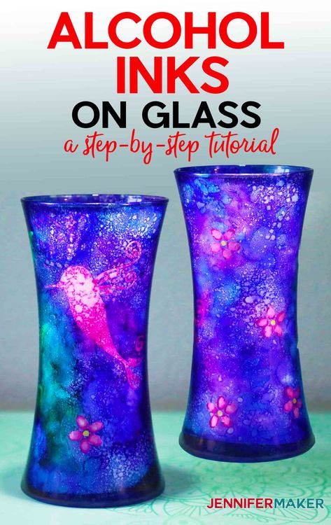 Alcohol Ink Vase, Alcohol Ink On Glass Diy, How To Paint Glass Bottles, Alcohol Glasses, Diy Alcohol, Resin Cups, Painted Bowls, Alcohol Ink Jewelry, Alcohol Ink Glass