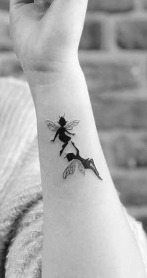 Fairy Arm Tattoos For Women, Rose Fairy Tattoo, Bad Fairy Tattoo, Mother Daughter Fairy Tattoo, Fairies Tattoo Designs, Tiny Fairy Tattoo Simple, Vintage Fairy Tattoo, Pixie Tattoo Fairy, Two Fairies Tattoo