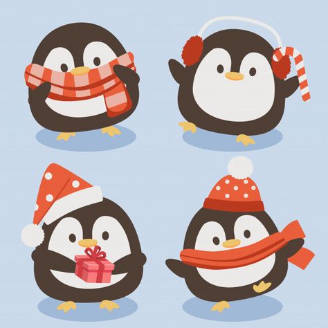 Cute Christmas Penguin Drawing, Winter Gifts Ideas, Christmas Penguin Illustration, Christmas Cute Drawing, Christmas Cute Illustration, Noel Cute, Navidad Cute, Cute Christmas Characters, Cute Christmas Stickers