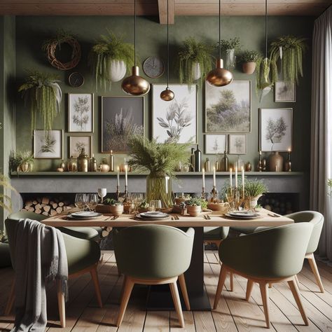 Forest Dining Room, Forest Dining, Green Dining Room, Dining Room Accessories, Furniture Interior Design, Green Room, Green Interiors, Green Rooms, 1 Direction