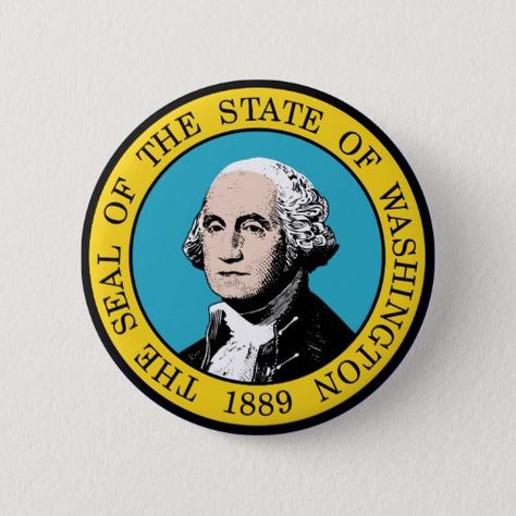 Washington State Seal Button Republic Symbol, Washington State Flag, Wa State, Flag Icon, Usa States, Flag Background, Patriotic Flag, Stone Coasters, State Flags