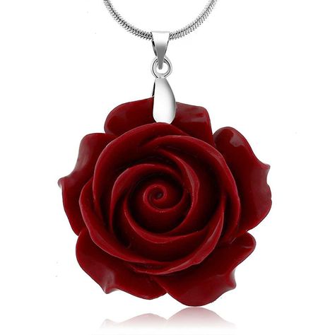 Rose Pendant, Rose Necklace, Rose Jewelry, Flower Pendant Necklace, Pendant Design, Gem Stone, Red Coral, Flower Jewellery, Flower Pendant