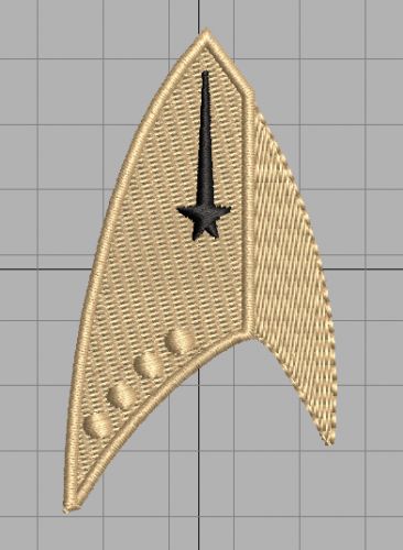 Star Trek Discovery the latest series started in 2017. Here is a Captains badge. The 4 pips denoting the rank of Captain being on the badge itself instead of being on the collar. This is for all you Trekkies out there. Live Long and Prosper. Klingon Crochet, Star Trek Crochet, Star Trek Knitting, Star Trek Embroidery Pattern, Star Trek Cross Stitch Patterns Free, Manchester United Logo, Latest Series, Craft Day, Embroidered Towels