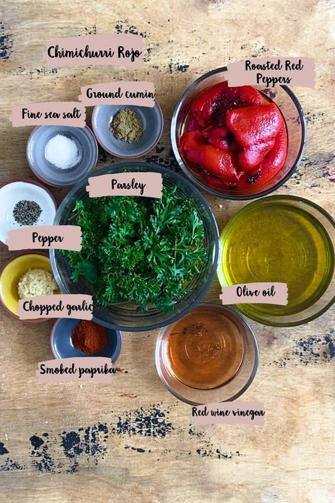 Red Chimichurri Sauce, Red Bell Pepper Recipes, Red Chimichurri, Roasted Bell Peppers, Chimichurri Sauce Recipe, Round Steak Recipes, Chimichurri Recipe, Beef Round, Beef Empanadas