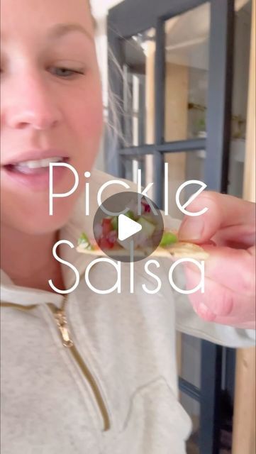 Dill Pickle Salsa, Pickle Salsa Recipe, Dill Pickle Brine, Dip With Corn, Pickle Salsa, Pickle Brine, Vegan Apps, Dill Pickle Recipe, Pickle Jar