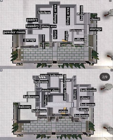 House Outline, Bloxburg Room Ideas, Two Story House Design, House Plans With Pictures, Bloxburg House Ideas 1 Story, House Decorating Ideas Apartments, Small House Layout, House Plans Mansion, Building Layout