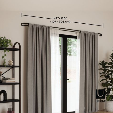 Umbra Stainless Steel Adjustable Overall Width x 0.75'' Diameter Double Curtain Rod & Reviews | Wayfair Wall Wrap, Double Curtain Rod Set, Decorative Room, Double Curtain Rod, Curtain Brackets, Houses In France, Steel Curtain, Curtain Rod Brackets, Double Rod Curtains