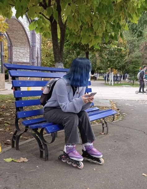 Skate Roller Aesthetic, Blue Skater Aesthetic, Rollerblade Aesthetic, Roller Skater Aesthetic, Rollerblades Aesthetic, Inline Skating Aesthetic, Roller Blading Aesthetic, Inline Skating Outfit, Rollerblading Outfit