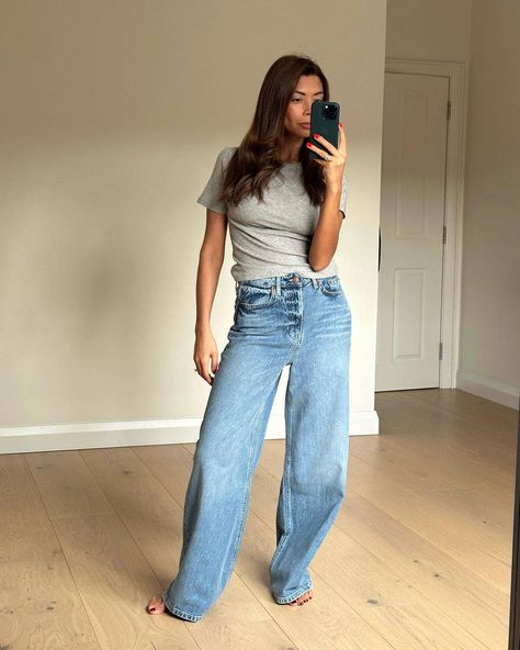 Slouchy Jeans Outfit, Light Denim Jeans Outfit, Boden Clothing, Denim Jeans Outfit, Wide Leg Jeans Outfit, Baggy Jeans Outfit, Light Denim Jeans, Spring Staples, Slouchy Jeans