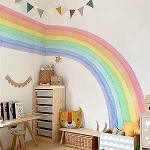 Watercolor Rainbow Wall, Wall Decor For Nursery, Decor For Nursery, Rainbow Wall Decal, Rainbow Wall Decor, Watercolor Rainbow, Bathroom Decoration, Rainbow Wall, Wall Decor Stickers