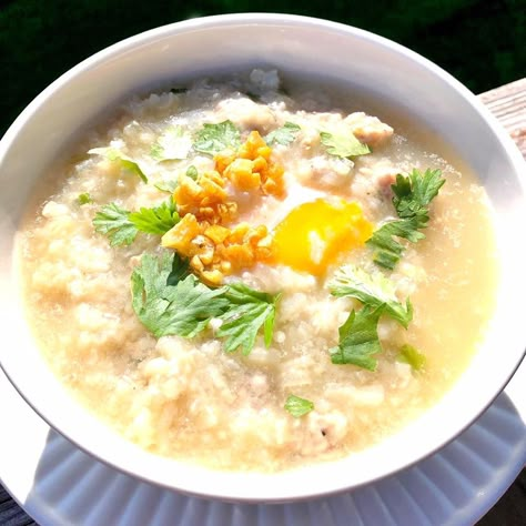 Thai Rice Porridge, Thai Jok Rice Porridge, Thai Congee Recipe, Jok Moo Recipe, Thai Porridge, Interesting Meals, Pork And Rice, Postpartum Food, Thai Pork