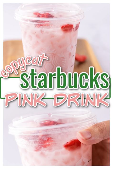 Copycat Starbucks Pink Drink - Life With The Crust Cut Off Strawberry Pink Drink Starbucks, Punk Drink Starbucks Recipe, How To Make The Pink Drink Starbucks, How To Make A Pink Drink From Starbucks, How To Make Pink Drink, Copycat Pink Drink Starbucks, Homemade Pink Drink Starbucks, Diy Pink Drink Starbucks, At Home Pink Drink