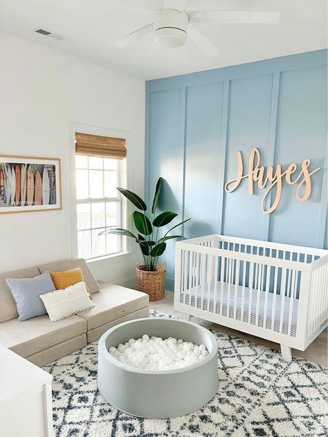 Wooden Name Sign 12 to 55 Wide … curated on LTK Beach Cottage Nursery, Coastal Boys Nursery, Ocean Themes Nursery, Toddler Boy Surf Room, Coastal Baby Room Bloxburg, Coastal Nursery Bloxburg, Surf Boys Room, Coastal Nursery Ideas, Baby Boy Themes Nursery