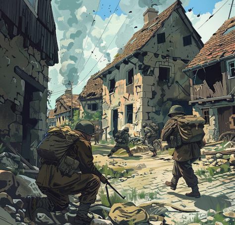 Battlefield 1 Concept Art, Ww1 Soldier Art, Battlefield Drawing, Ww1 Aesthetic, Ww2 Aesthetic, Battlefield Art, Urban Warfare, Ww2 Art, Trench Warfare