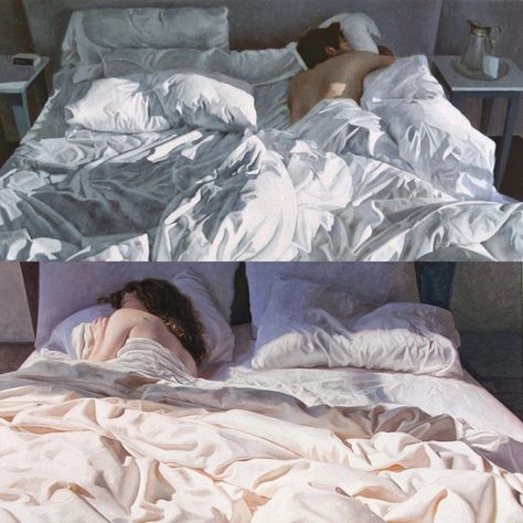 Bed Scene, White Sheets, Sleeping In Bed, Realistic Paintings, Morning Light, Book Aesthetic, Pretty Art, 3d Art, Art Inspo