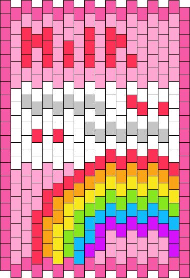 Rainbow Milk Bag Front Kandi Pattern Kandi Patterns Templates Bag, Kandi Bag Tutorial, Kandi Purse Pattern, Kandi Ideas Pattern, Kandi Bag Pattern, Milk Purse, Kandi Purse, Kandi Patterns Cuff, Kandi Bag