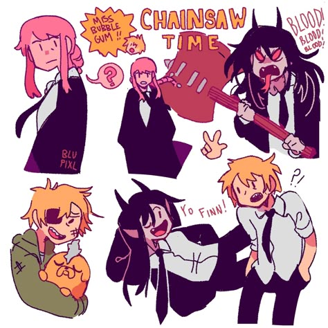 Adventure Time Crossover, Chainsaw Man Makima, Denji Chainsaw Man, Chainsaw Man Anime, Power Chainsaw Man, Power Chainsaw, Marceline And Bubblegum, Man Anime, Adventure Time Cartoon