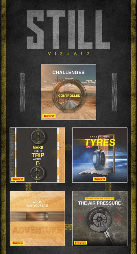 Pirelli Social Media Visuals on Behance Tire Ads, Car Advertising Design, Car Tyre, Inspiration Designs, Social Media Post Design, Motion Graphics Design, Car Advertising, Truck Wheels, Tyre Shop