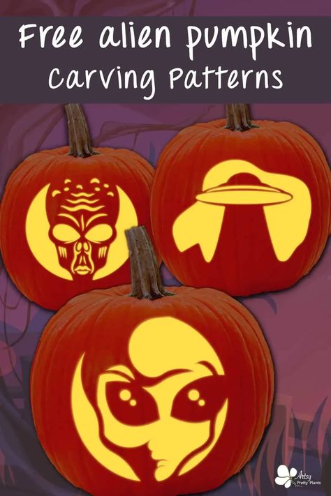 Who said Halloween couldn't be out of this world? With these 15 free alien pumpkin carving patterns, we're turning Jack-o'-lanterns into Jack-o'-aliens. Get ready to make the coolest Halloween decor in the neighborhood! #HalloweenCrafts #halloweendecor #halloweenideas #pumpkinstencils #pumpkintemplates Alien Pumpkin Stencil, Alien Jack O Lantern, Alien Pumpkin Carving Ideas, Pumpkin Carving Patterns Printable, Alien Pumpkin Carving, Alien Pumpkin, Printable Stencils, Halloween Pumpkin Carving Stencils, Easy Pumpkin Carving