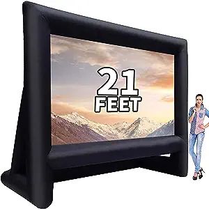 GYUEM 21 feet Inflatable Outdoor Projector Movie Screen - Blow Up Screen for TV & Movies with Blower Portable Projection Screen for Home Theater Outdoor Indoor Support Front & Rear Projection Projector Movie, Movie Projector Screen, Outdoor Projector Screen, Inflatable Movie Screen, Backyard Pool Parties, Portable Projector Screen, Outdoor Movie Screen, Rear Projection, Backyard Movie Nights