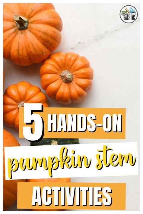 Engage your students with pumpkin activities this fall! This blog post features some of my favorite pumpkin STEM activities to do in October and November and your students will love these pumpkin science experiments. Check out these 5 pumpkin themed STEM activities for your elementary students today! Stem Pumpkin Activities Preschool, Pumpkin Decomposing Activity, Fall Stem Activities Kindergarten, Pumpkin Craft For Elementary, Mini Pumpkin Stem Activities, Activities With Pumpkins For Kids, Pumpkin Stem Activities First Grade, November Stem Activities Kindergarten, Pumpkin Stem Activities Elementary