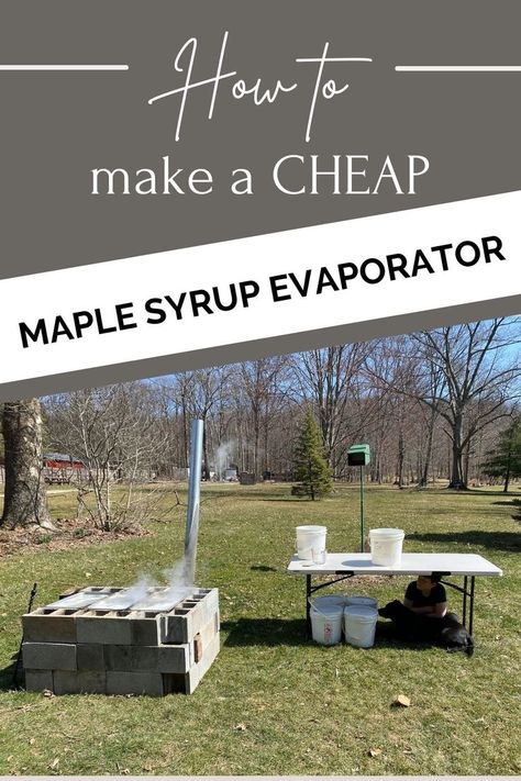 Another thing to add to my homesteading ideas! How to build a backyard cheap and portable backyard evaporator for maple sap. Tapping maple trees on our property and making maple syrup is a great way to homestead even on a small amount of property. It even has links on how to tap maple trees, how to boil down maple sap and how to finish maple syrup on the stovetop! Cinder Block Maple Syrup Evaporator, Maple Syrup Evaporator Diy, Maple Syrup Tapping, Making Maple Syrup, How To Make Maple Syrup, Diy Maple Syrup Evaporator, Maple Syrup Taps, Diy Syrup, Maple Syrup Evaporator