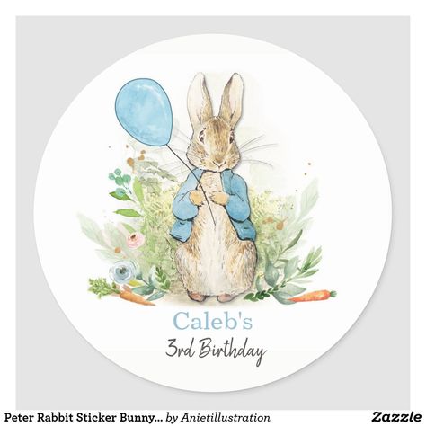 Peter Rabbit Sticker Bunny Birthday Boy Spring Peter The Rabbit, Rabbit Watercolor, Rabbit Sticker, Baby Shower Chocolate, Peter Rabbit Birthday, Peter Rabbit Party, Peter Rabbit And Friends, Bunny Baby Shower, Bunny Birthday