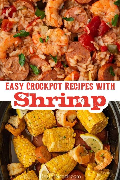 Your meal planning is done with these easy crockpot dinner recipes with shrimp! Make a delicious seafood dinner any night of the week! Crockpot Seafood Recipes | Slow Cooker Dinner Recipes | Slow Cooker Shrimp Recipes | Shrimp Recipes for Two | Ways to Cook Shrimp | Frozen Shrimp Ideas | Crockpot Date Night Reicpes | Slow Cooker Dinner Party Recipes | Crockpot Recipes for Two | Easy Dinner Recipes | Easy Shrimp Dinners via @bestofcrock Slow Cooker Shrimp Pasta, Easy Crockpot Shrimp Recipes, Shrimp Crockpot Recipes, Crockpot Shrimp Recipes, Shrimp Slow Cooker, Easy Pork Loin Recipes, Cooking Raw Shrimp, Crockpot Recipes For Two, Popular Dinner Recipes